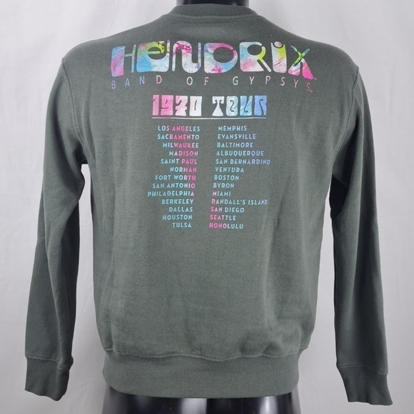 Jimi Hendrix retro 1970 tour double sided graphic grey SM rock band sweatshirt - Picture 3 of 5